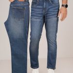 Dark Blue -stretch dobby jeans